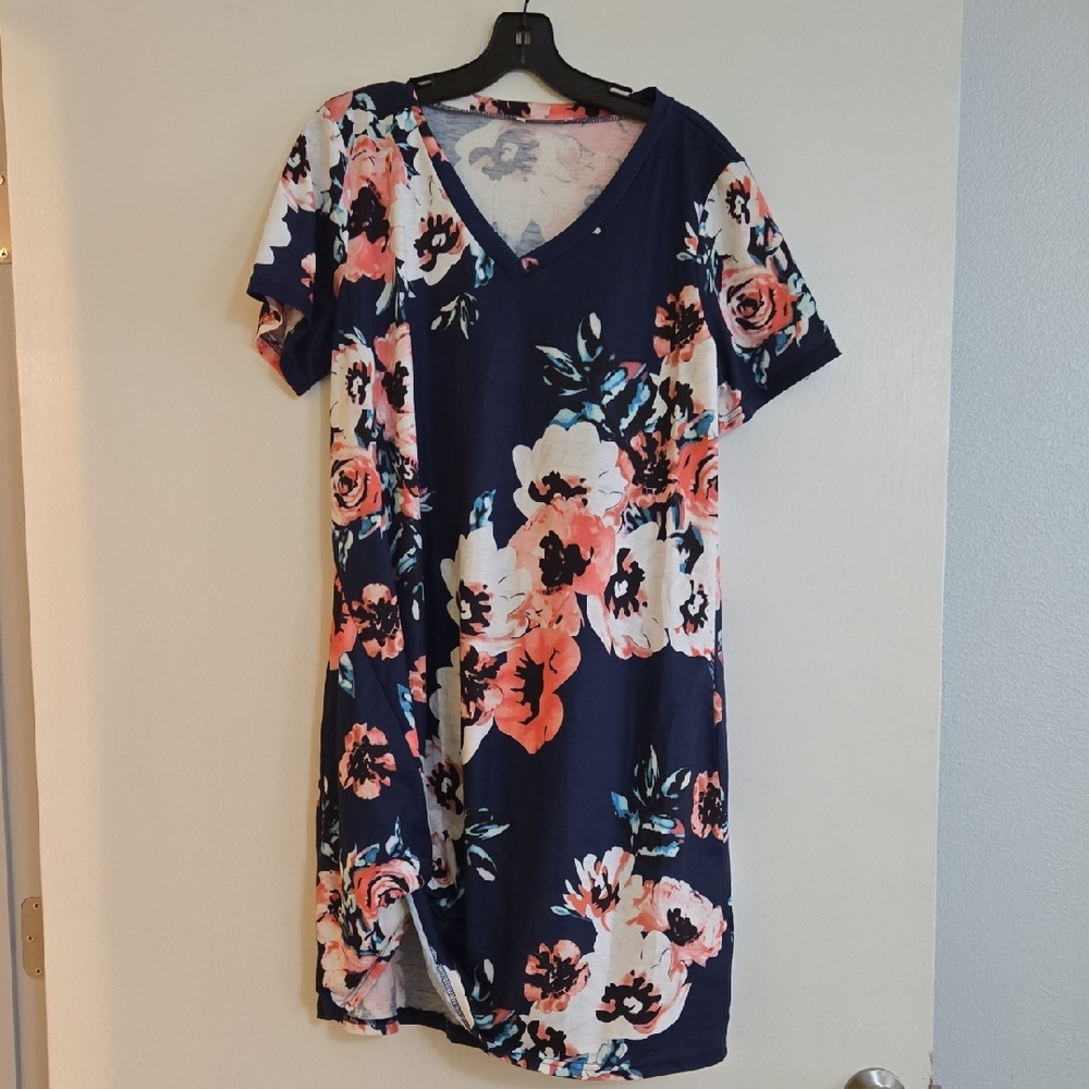 Floral Navy Midi Dress